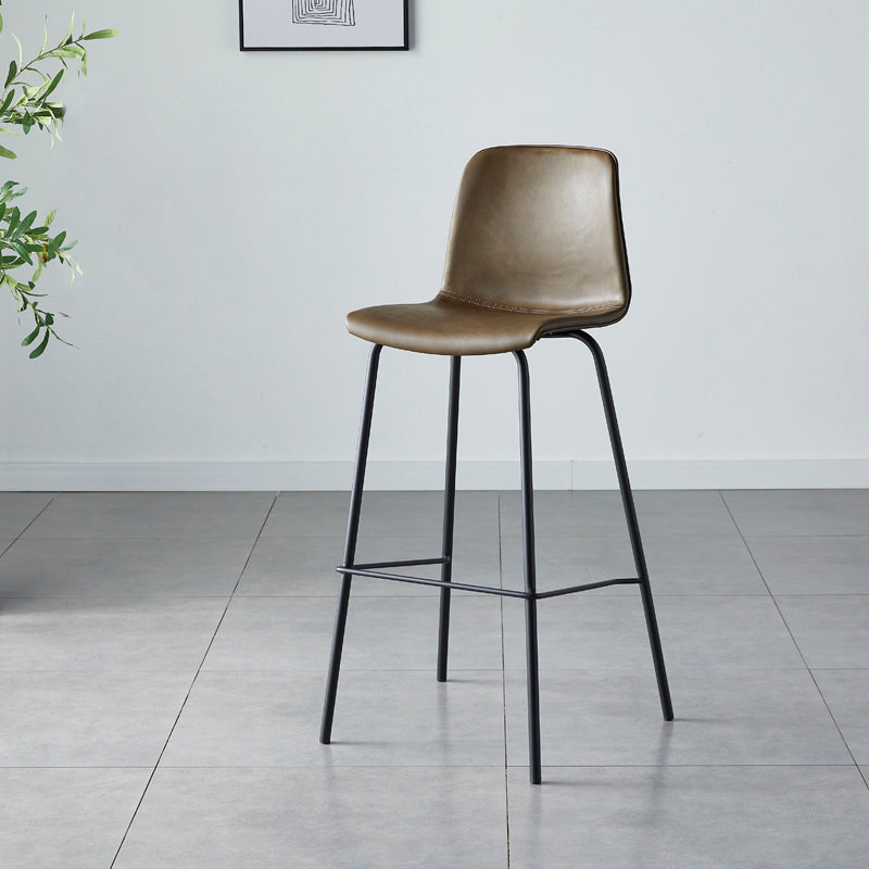Sgabello da bar in pelle posteriore bassista in stile contemporaneo con gambe metalliche