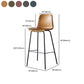 Sgabello da bar in pelle posteriore bassista in stile contemporaneo con gambe metalliche