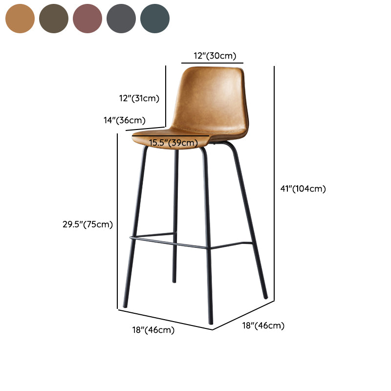 Sgabello da bar in pelle posteriore bassista in stile contemporaneo con gambe metalliche