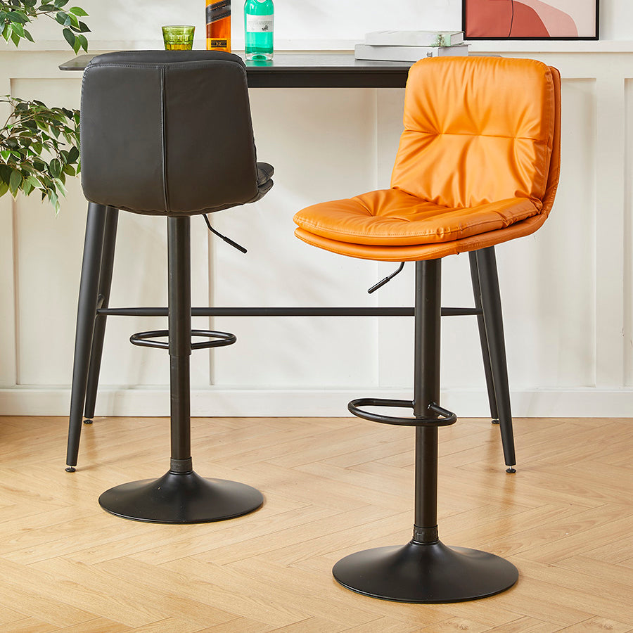 Style moderne tabouret de bar rembourré à réglage rotatif avec des jambes en métal