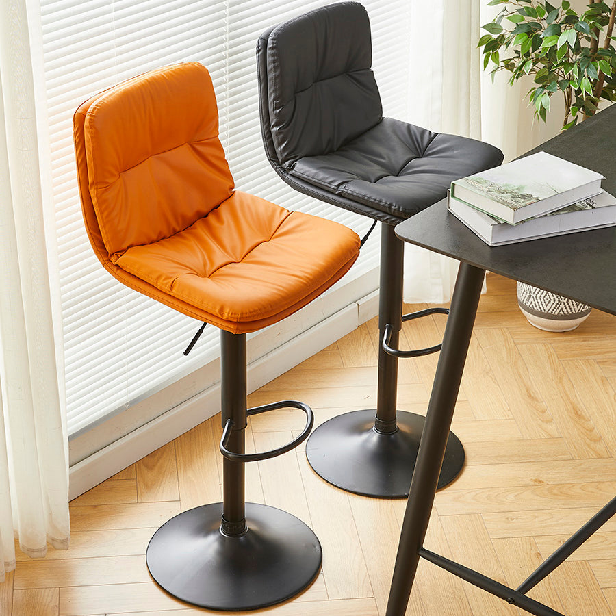 Style moderne tabouret de bar rembourré à réglage rotatif avec des jambes en métal