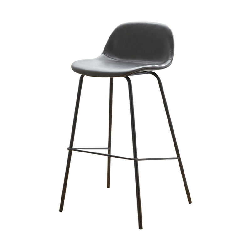 Modern Style Low Back Faux Leather Bar Stool with Metal Legs