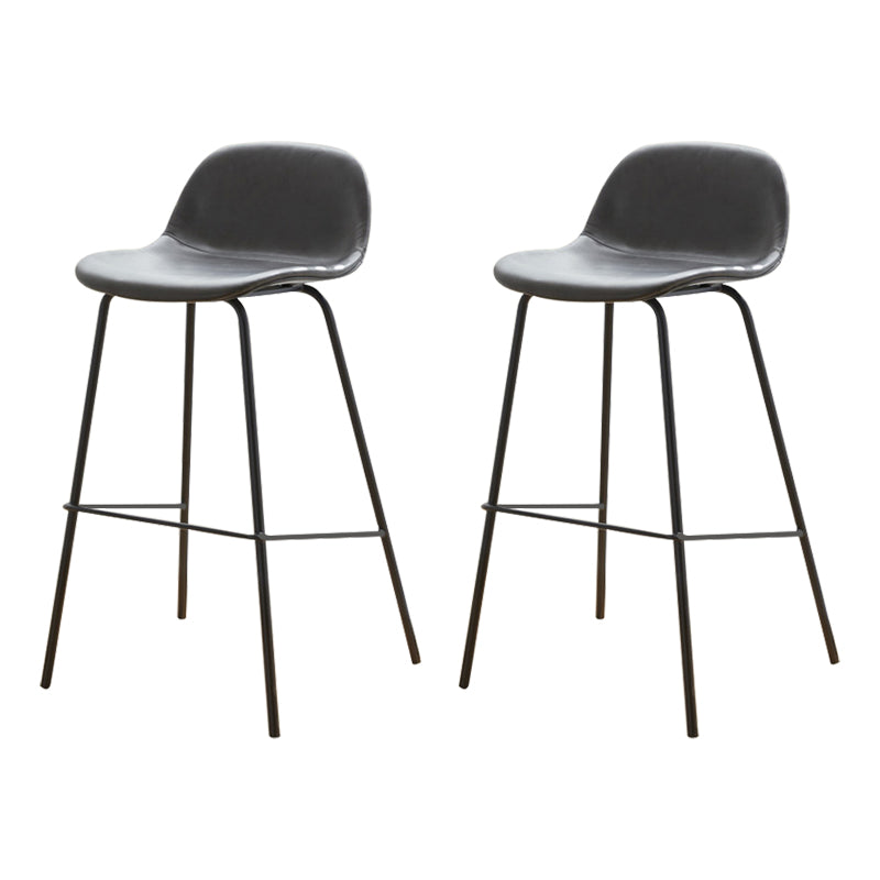 Modern Style Low Back Faux Leather Bar Stool with Metal Legs