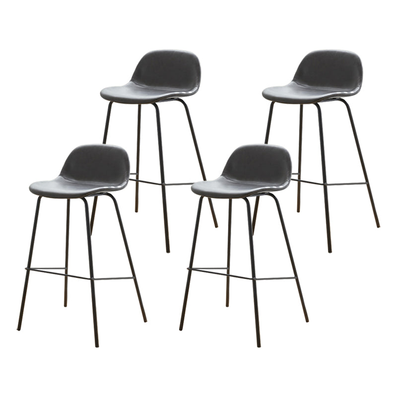 Modern Style Low Back Faux Leather Bar Stool with Metal Legs