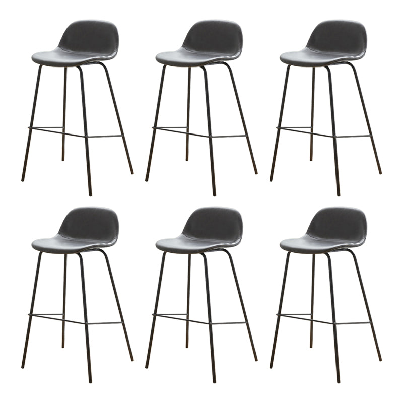 Modern Style Low Back Faux Leather Bar Stool with Metal Legs
