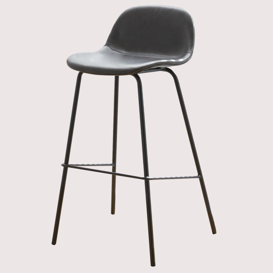 Modern Style Low Back Faux Leather Bar Stool with Metal Legs