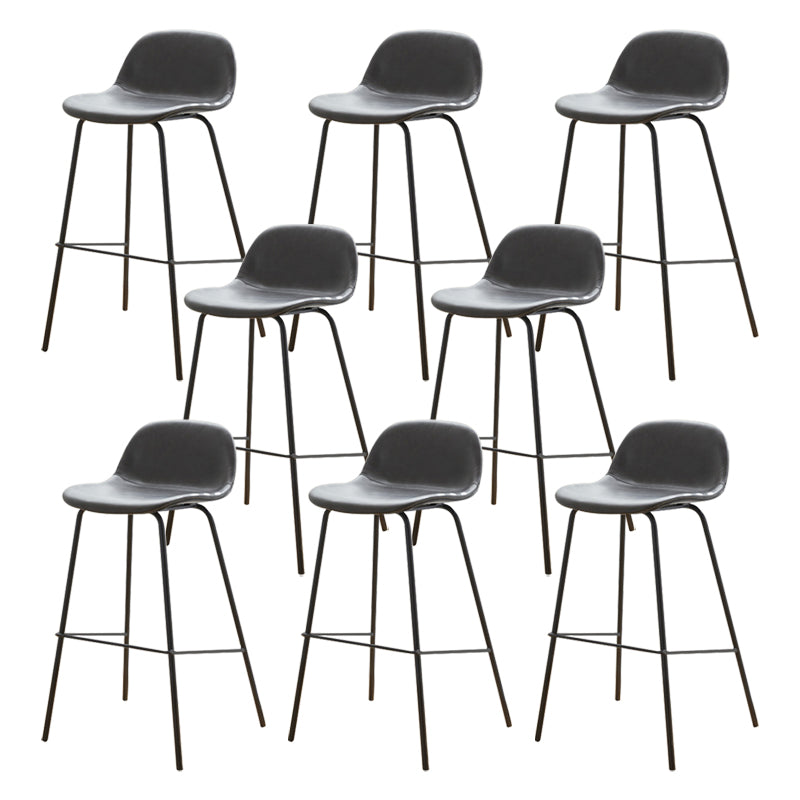 Modern Style Low Back Faux Leather Bar Stool with Metal Legs