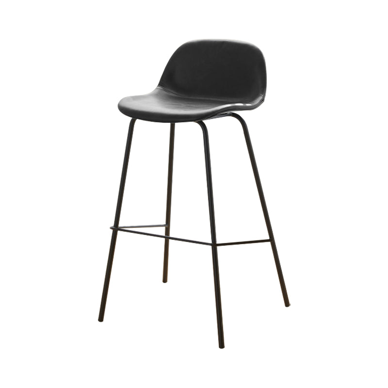 Modern Style Low Back Faux Leather Bar Stool with Metal Legs