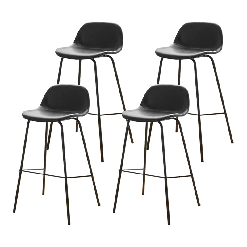 Modern Style Low Back Faux Leather Bar Stool with Metal Legs