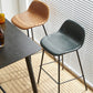 Modern Style Low Back Faux Leather Bar Stool with Metal Legs