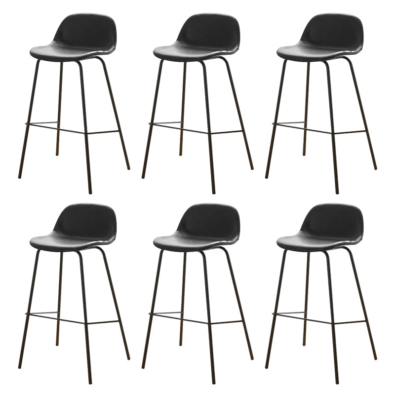 Modern Style Low Back Faux Leather Bar Stool with Metal Legs