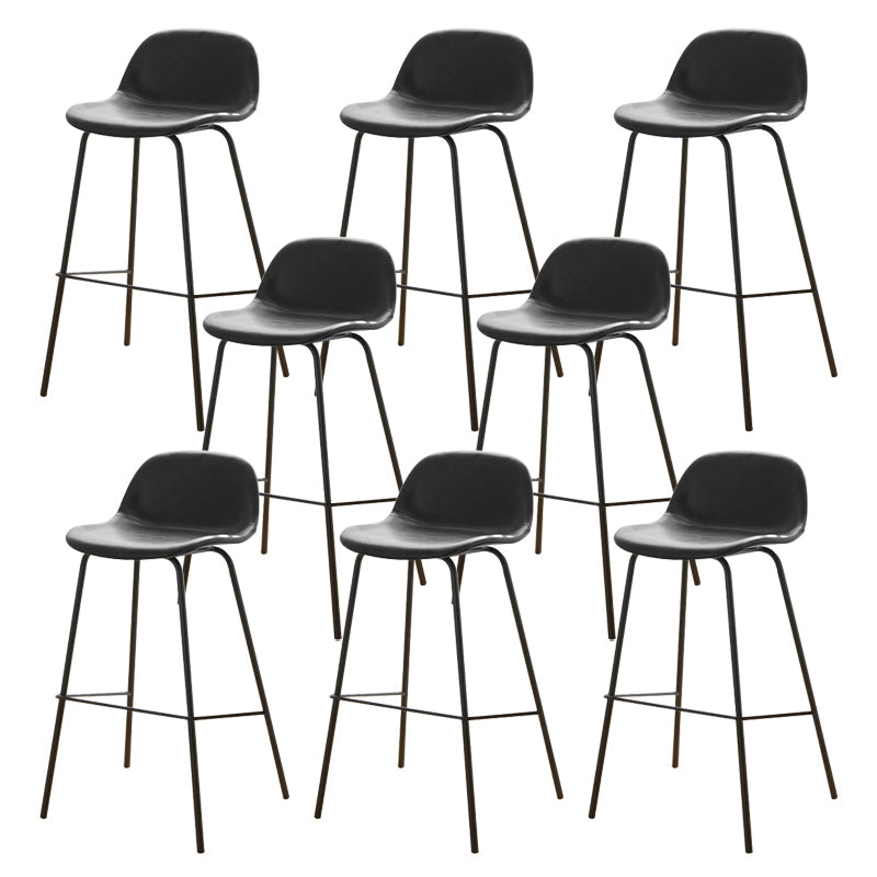 Modern Style Low Back Faux Leather Bar Stool with Metal Legs