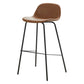 Modern Style Low Back Faux Leather Bar Stool with Metal Legs