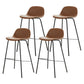 Modern Style Low Back Faux Leather Bar Stool with Metal Legs