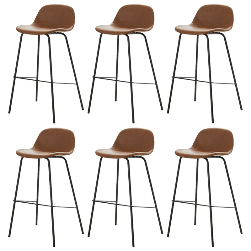 Modern Style Low Back Faux Leather Bar Stool with Metal Legs