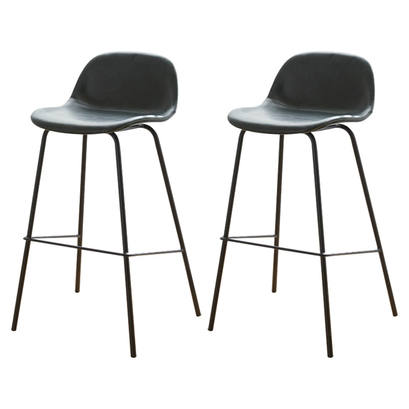 Modern Style Low Back Faux Leather Bar Stool with Metal Legs