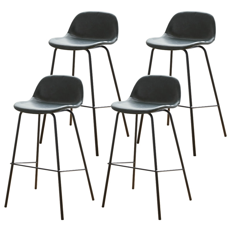 Modern Style Low Back Faux Leather Bar Stool with Metal Legs