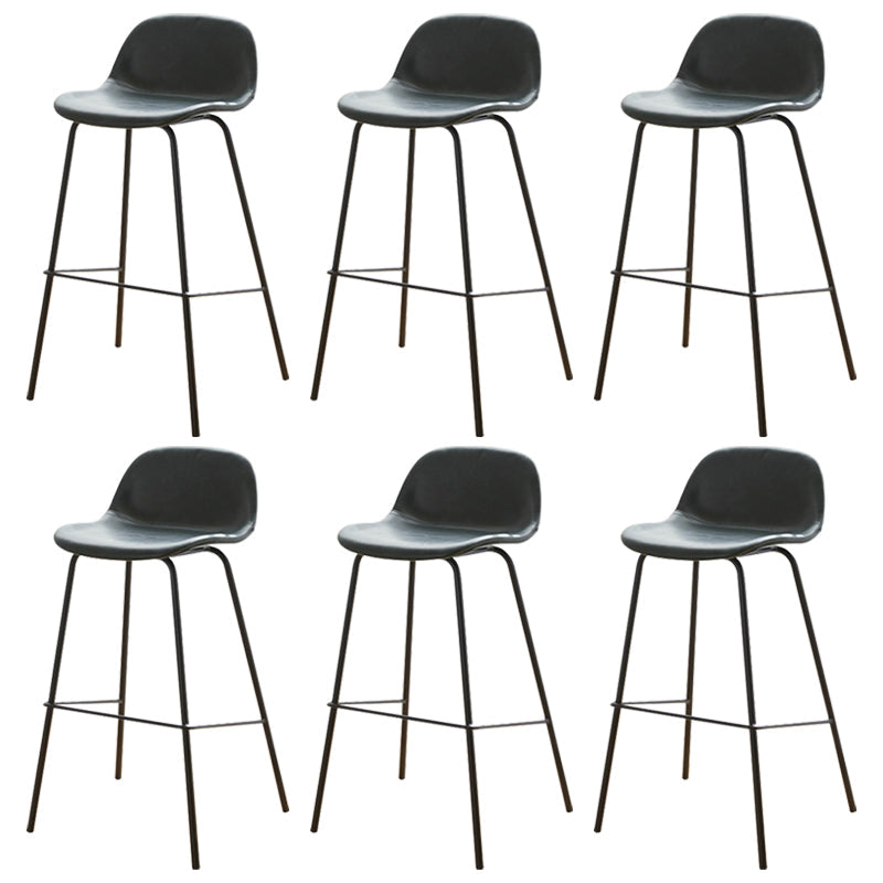 Modern Style Low Back Faux Leather Bar Stool with Metal Legs