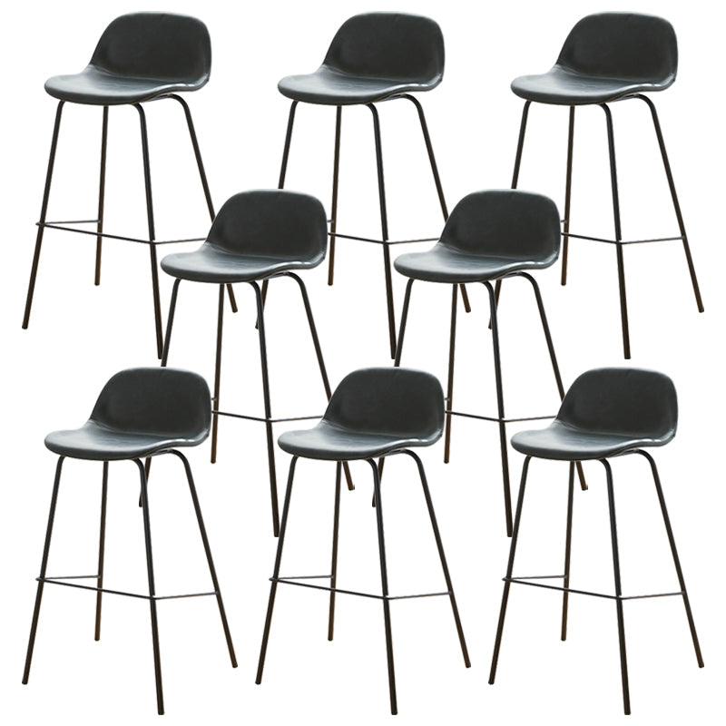 Modern Style Low Back Faux Leather Bar Stool with Metal Legs