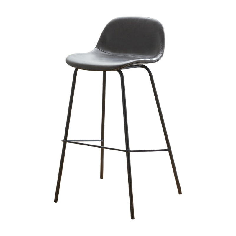 Modern Style Low Back Faux Leather Bar Stool with Metal Legs