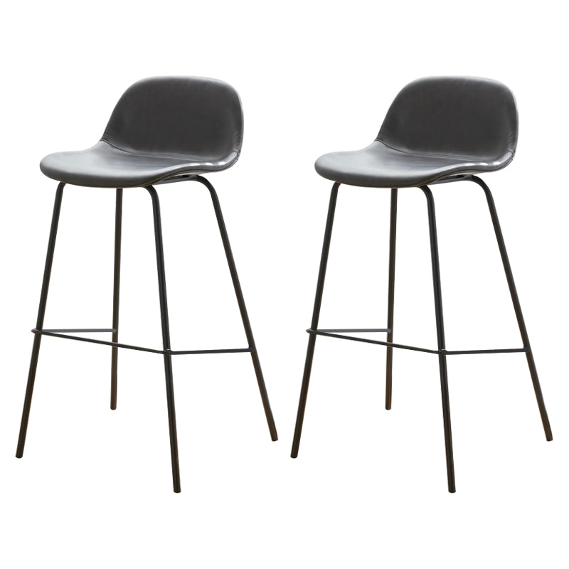 Modern Style Low Back Faux Leather Bar Stool with Metal Legs
