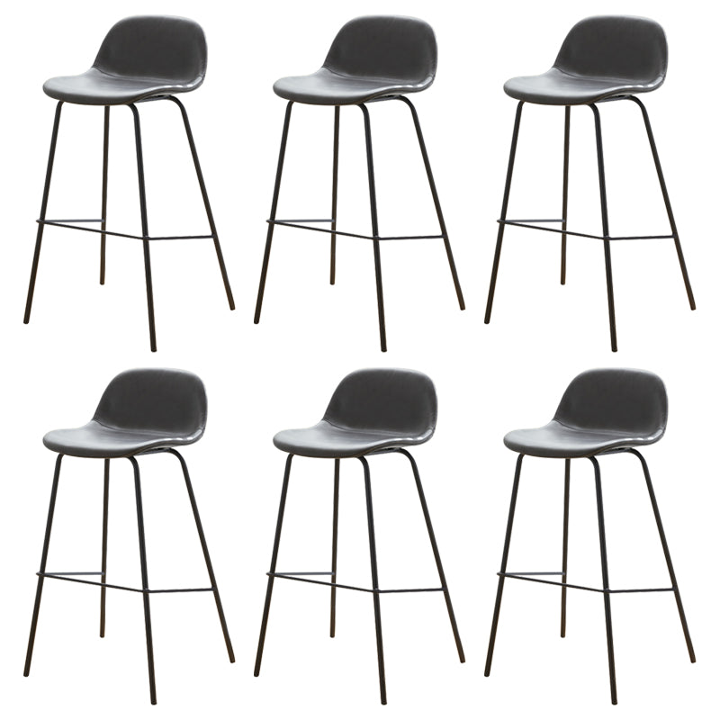 Modern Style Low Back Faux Leather Bar Stool with Metal Legs