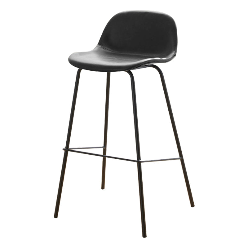 Modern Style Low Back Faux Leather Bar Stool with Metal Legs