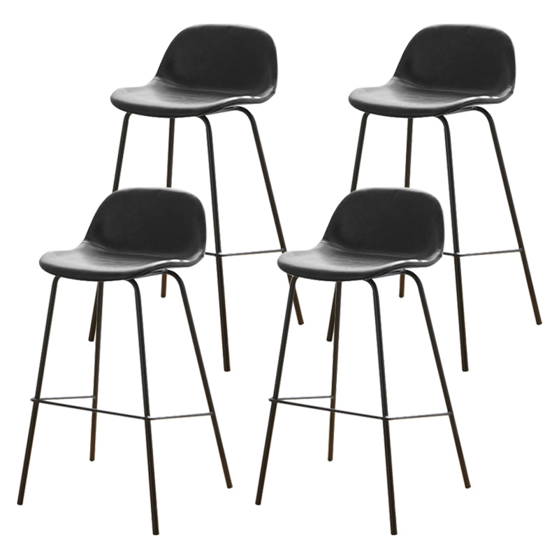 Modern Style Low Back Faux Leather Bar Stool with Metal Legs