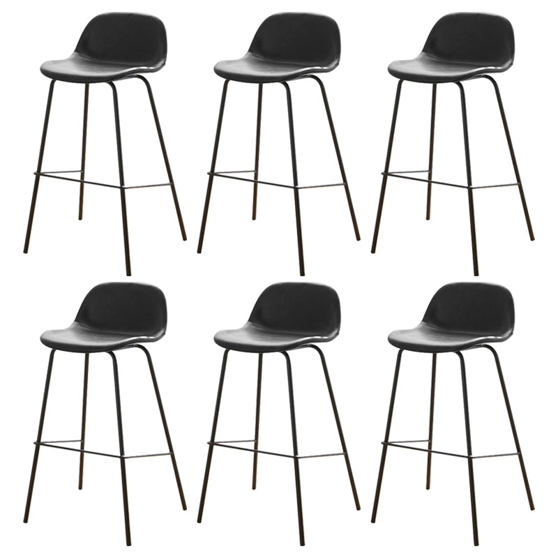 Modern Style Low Back Faux Leather Bar Stool with Metal Legs