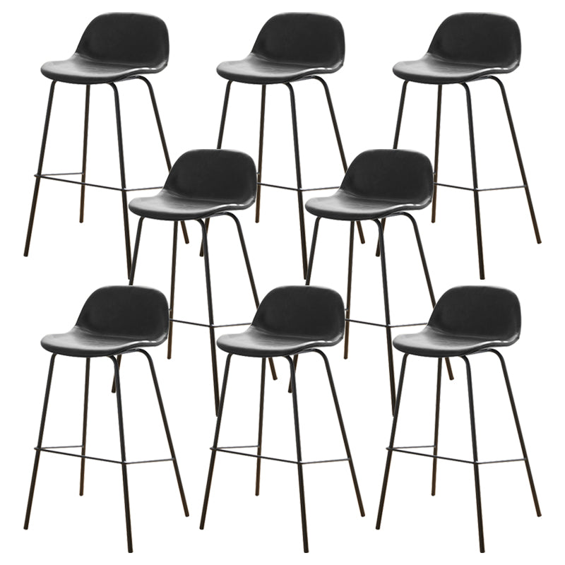 Modern Style Low Back Faux Leather Bar Stool with Metal Legs