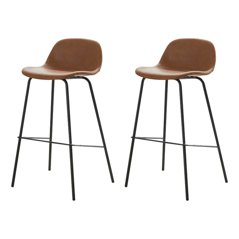 Modern Style Low Back Faux Leather Bar Stool with Metal Legs