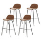 Modern Style Low Back Faux Leather Bar Stool with Metal Legs