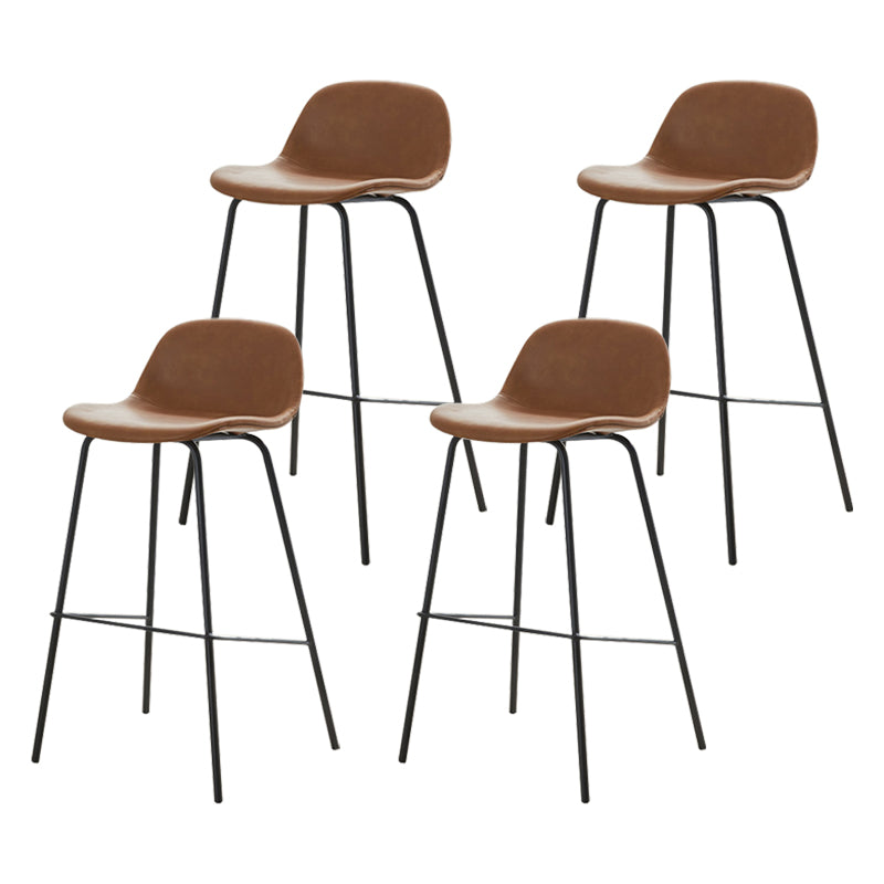 Modern Style Low Back Faux Leather Bar Stool with Metal Legs