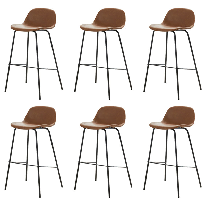 Modern Style Low Back Faux Leather Bar Stool with Metal Legs