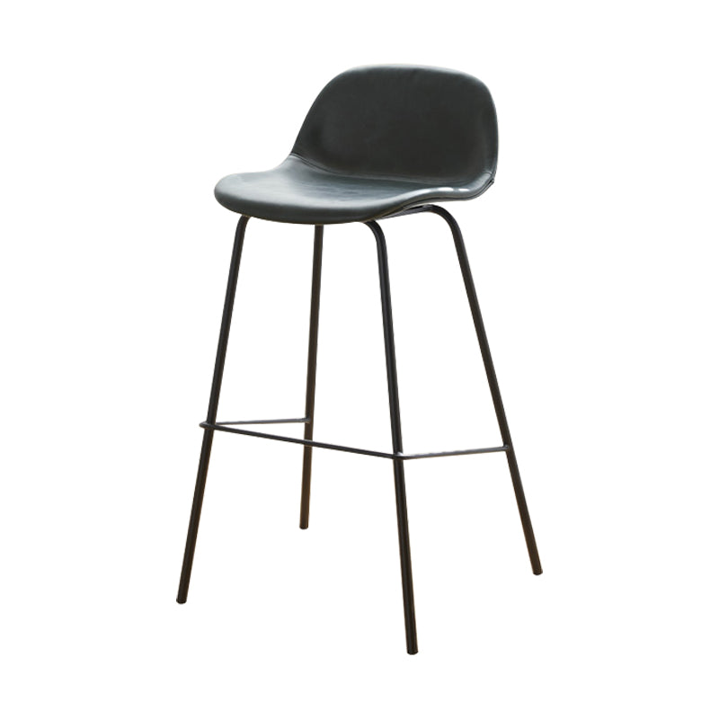 Modern Style Low Back Faux Leather Bar Stool with Metal Legs