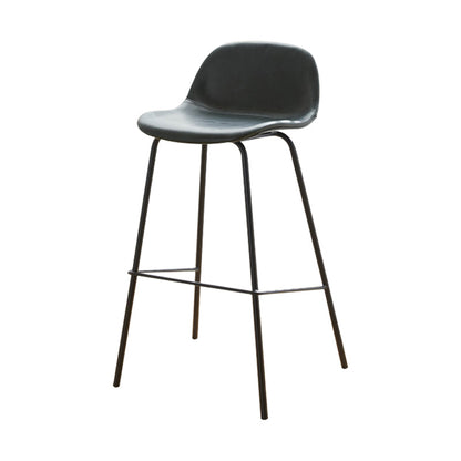 Modern Style Low Back Faux Leather Bar Stool with Metal Legs