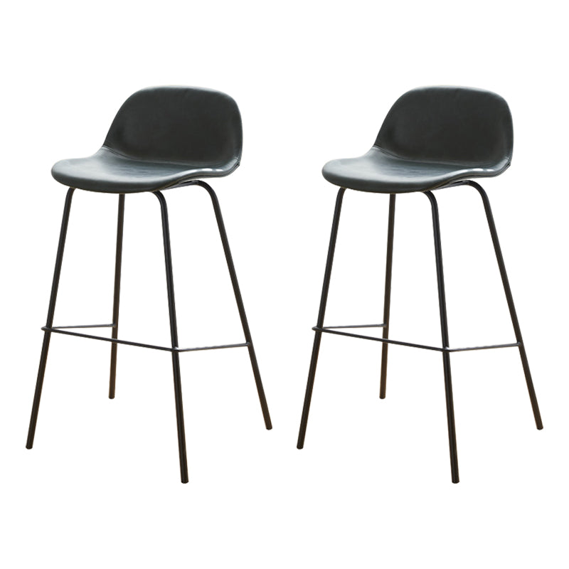 Modern Style Low Back Faux Leather Bar Stool with Metal Legs