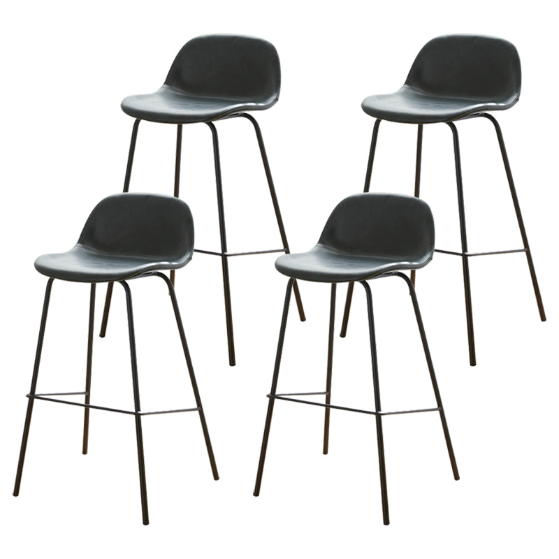 Modern Style Low Back Faux Leather Bar Stool with Metal Legs