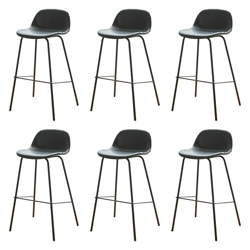Modern Style Low Back Faux Leather Bar Stool with Metal Legs