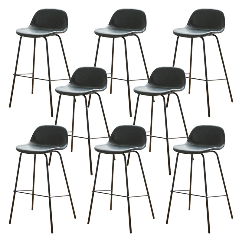 Modern Style Low Back Faux Leather Bar Stool with Metal Legs