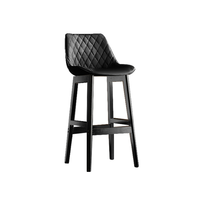 Contemporary Solid Wood Legs Faux Leather Indoor Bar Stools with Footrest Black Black 1 Piece Clearhalo 'Bar Furniture' 'Bar Stools' 'bar_stools' 'furn' 'furn_bar_stools' 'Furniture' 'Kitchen & Dining Furniture' 7748269