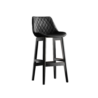 Contemporary Solid Wood Legs Faux Leather Indoor Bar Stools with Footrest Black Black 1 Piece Clearhalo 'Bar Furniture' 'Bar Stools' 'bar_stools' 'furn' 'furn_bar_stools' 'Furniture' 'Kitchen & Dining Furniture' 7748269