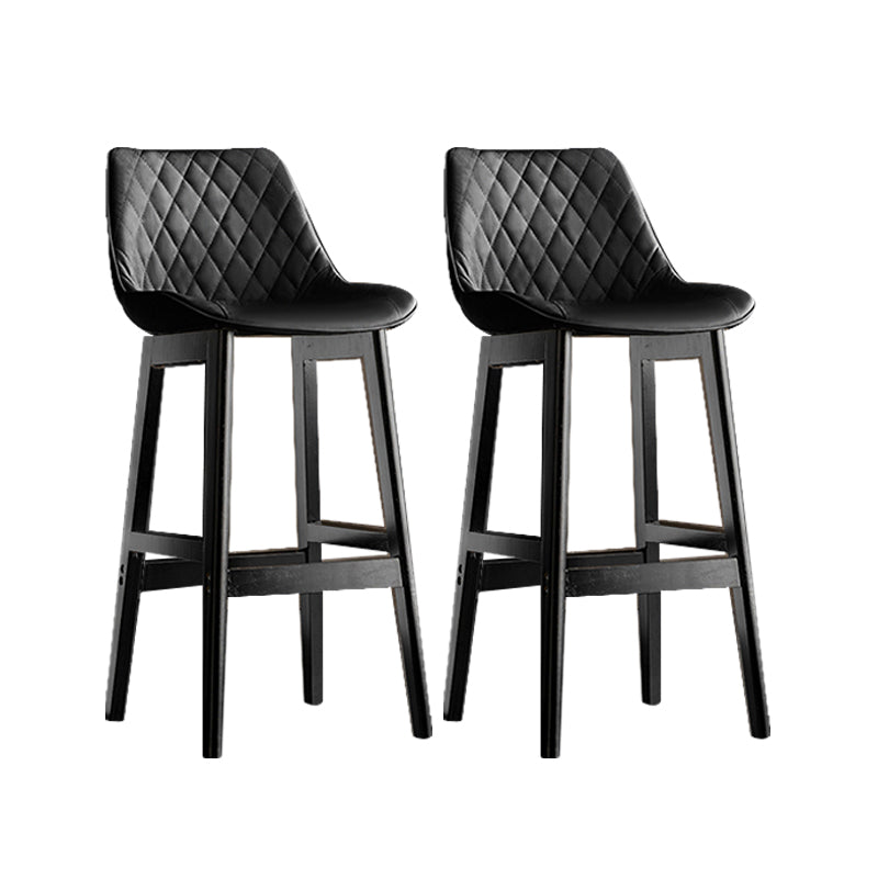 Contemporary Solid Wood Legs Faux Leather Indoor Bar Stools with Footrest Black Black 2 Piece Set Clearhalo 'Bar Furniture' 'Bar Stools' 'bar_stools' 'furn' 'furn_bar_stools' 'Furniture' 'Kitchen & Dining Furniture' 7748271