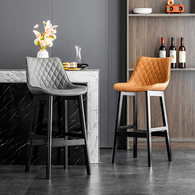 Contemporary Solid Wood Legs Faux Leather Indoor Bar Stools with Footrest Clearhalo 'Bar Furniture' 'Bar Stools' 'bar_stools' 'furn' 'furn_bar_stools' 'Furniture' 'Kitchen & Dining Furniture' 7748272