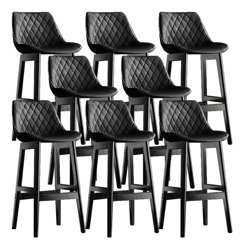 Contemporary Solid Wood Legs Faux Leather Indoor Bar Stools with Footrest Black Black 8 Piece Set Clearhalo 'Bar Furniture' 'Bar Stools' 'bar_stools' 'furn' 'furn_bar_stools' 'Furniture' 'Kitchen & Dining Furniture' 7748276