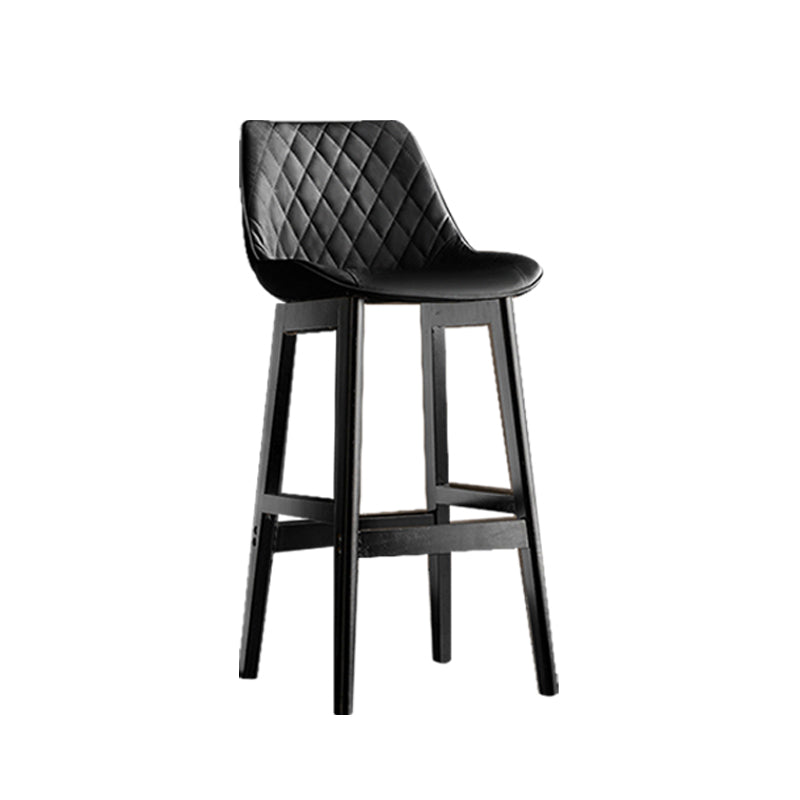 Contemporary Solid Wood Legs Faux Leather Indoor Bar Stools with Footrest Clearhalo 'Bar Furniture' 'Bar Stools' 'bar_stools' 'furn' 'furn_bar_stools' 'Furniture' 'Kitchen & Dining Furniture' 7748277