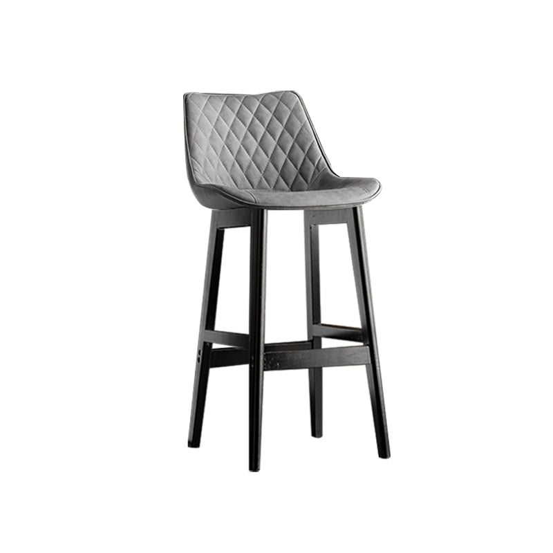 Contemporary Solid Wood Legs Faux Leather Indoor Bar Stools with Footrest Black Gray 1 Piece Clearhalo 'Bar Furniture' 'Bar Stools' 'bar_stools' 'furn' 'furn_bar_stools' 'Furniture' 'Kitchen & Dining Furniture' 7748278