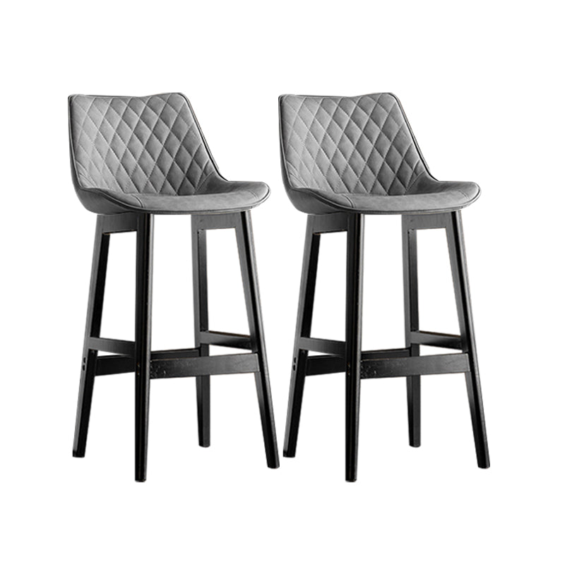 Contemporary Solid Wood Legs Faux Leather Indoor Bar Stools with Footrest Black Gray 2 Piece Set Clearhalo 'Bar Furniture' 'Bar Stools' 'bar_stools' 'furn' 'furn_bar_stools' 'Furniture' 'Kitchen & Dining Furniture' 7748281
