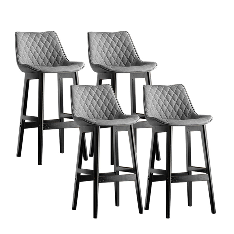 Contemporary Solid Wood Legs Faux Leather Indoor Bar Stools with Footrest Black Gray 4 Piece Set Clearhalo 'Bar Furniture' 'Bar Stools' 'bar_stools' 'furn' 'furn_bar_stools' 'Furniture' 'Kitchen & Dining Furniture' 7748283
