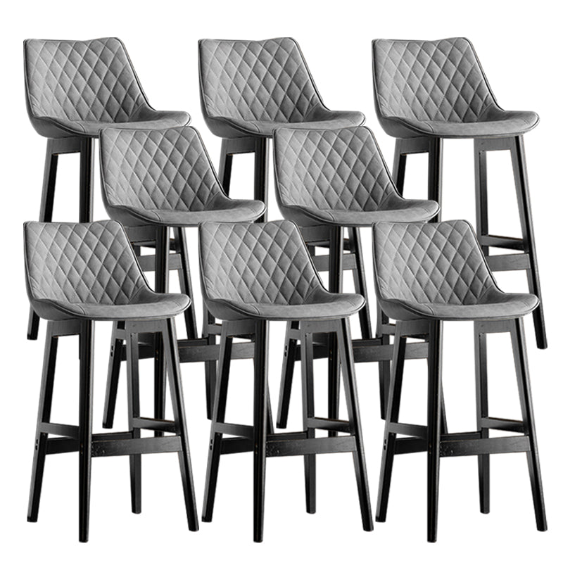 Contemporary Solid Wood Legs Faux Leather Indoor Bar Stools with Footrest Black Gray 8 Piece Set Clearhalo 'Bar Furniture' 'Bar Stools' 'bar_stools' 'furn' 'furn_bar_stools' 'Furniture' 'Kitchen & Dining Furniture' 7748286